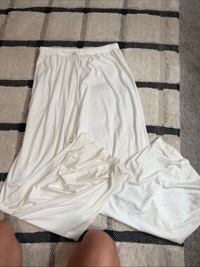 Women's Cream Lounge Sleep Pants with Elastic Waist maternity